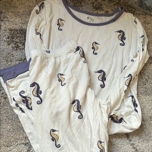 Kyte BABY Cream and Purple Seahorse Pajama Set retired